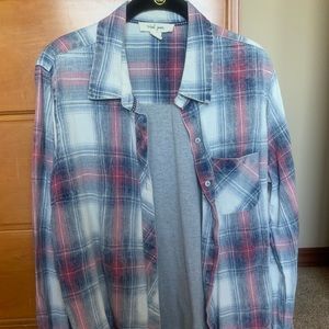 Faded Plaid Collared Shirt